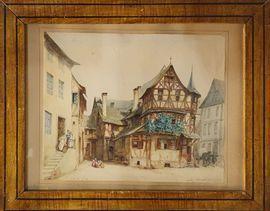 MENNESSIER Auguste 1803-1890,Bacharach, Allemagne,1892,Rossini FR 2021-10-27