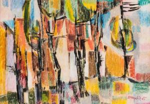 MENSIK Stanislav 1912-1970,Abstrahierte Landschaft mit Bäumen,1964,Zeller DE 2019-04-03