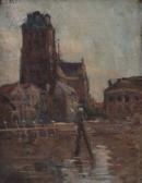 MENSION Cornelis Jan 1882-1950,Continental river view with church,Peter Wilson GB 2010-11-10