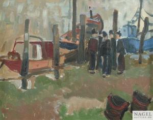 MENZ Willy 1890-1969,Fischer am Hafen,1947,Nagel DE 2013-06-26