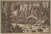 MENZEL Carl August Peter,Gebirgige Landschaft mit Wildwasser und ei,1847,Galerie Bassenge 2015-05-29