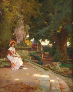 MENZLER Wilhelm 1846-1926,WOMAN SEATED IN A GARDEN,1913,Dreweatts GB 2023-06-14