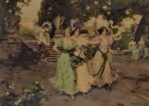 MENZLER Wilhelm 1846-1926,young ladies in a park,John Taylors GB 2021-11-16