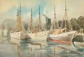 MERCADÉ David 1900-1900,Barcos en el puerto de Barcelona.
 Acuarela sobre papel,Brok ES 2007-04-26