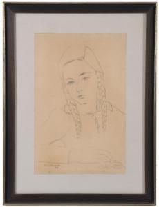 MERCADE QUERALT Jaume 1889-1967,NIÑA CON TRENZAS,1938,Subarna ES 2023-11-30