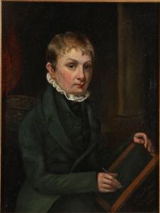 MERCER WILLIAM,Portrait of Young Man Holding a Writing Slate - Po,1842,Jackson's 2011-11-15