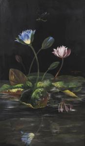 MERCIER BROFFELARD M,Libellule et fleurs de lotus,1874,Lasseron et Associees FR 2011-06-20