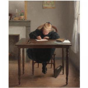 MERCIER Louise 1800-1900,FILLETTE REDIGEANT SES DEVOIRS,1892,Sotheby's GB 2007-11-14