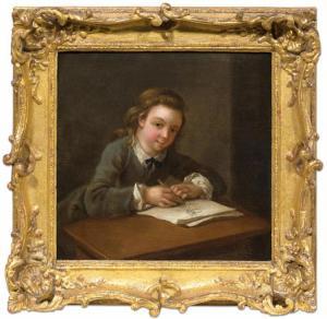 MERCIER Philippe 1689-1760,Boy drawing Le Jeune Dessinateur,Galerie Koller CH 2016-09-23