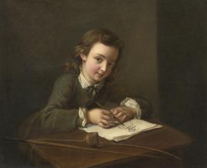Philippe Mercier - A Boy Drawing At His Desk