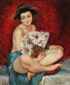merenyi rudolf 1893-1957,Japanese Woman with Lotus Fan,Palais Dorotheum AT 2015-12-07