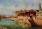MERICCI T,The Ponte Vecchio from the Arno, Florence,1879,Mallams GB 2018-02-28