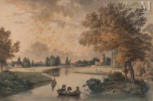 MERIGOT J. 1760-1824,Une paire de paysages animés des jardins d\’Ermeno,Millon & Associés 2023-05-23