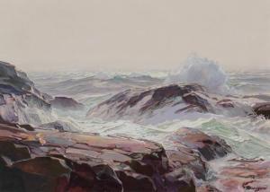MERIZON Armand 1920-2010,Crashing Surf on Coastal Rocks,Burchard US 2014-03-23