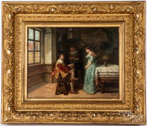 MERK Eduard 1816-1888,interior scene with three figures,Pook & Pook US 2021-05-24