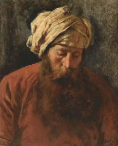 MERKEL E,Portrait of an Arab, bust-length, with a beard,Christie's GB 2004-01-15