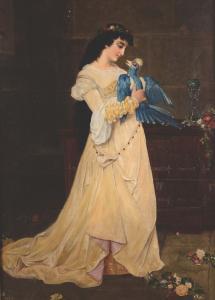 MERLE Georges H 1851-1886,Figura femminile con uccello,1884,Cambi IT 2017-03-29