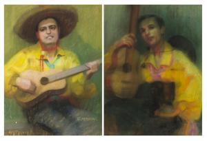 MERRIAM LUKITS Eleanor,Male guitar players in Spanish attire,John Moran Auctioneers 2019-11-03