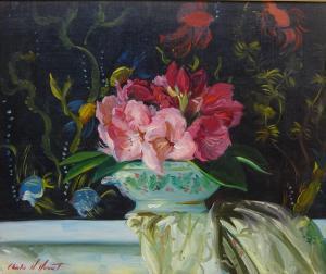 MERRILL MOUNT CHARLES,Still Life of Roses in Front of an Aquarium,David Duggleby Limited 2018-07-14