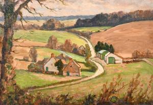 MERRITT Henry Samuel 1908-1948,A pathway through Farm Buildings,John Nicholson GB 2021-04-21