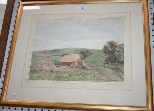 MERRITT Henry Samuel,Downland Landscape with Harvesters and Tractor,Tooveys Auction 2011-10-05