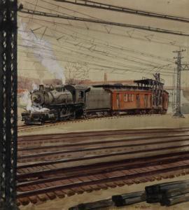 MERRITT Warren Chase 1897-1968,Railroad Station,Clars Auction Gallery US 2017-12-16