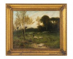 MERSFELDER Jules 1865-1937,Woodland Meadow with Sheep,Hindman US 2021-03-02