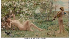 MERSON Luc Olivier 1846-1920,L'eveil du printemps,1884,Heritage US 2023-06-09