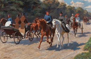 MERTÉ Oskar 1873-1938,Riding Out and Driving on the Promenade,1905,Palais Dorotheum AT 2019-09-18