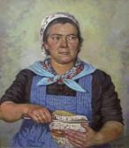 MERZ Karl 1890-1970,Bildnis einer Bäuerin mit Brotlaib,1957,Peege Frank DE 2009-12-05