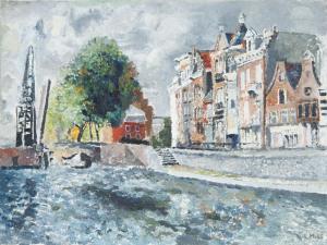MESHBERG Lev 1933-2007,City Scene by the Canal,2005,Shapiro Auctions US 2023-10-21