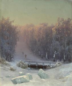MESHERSKY Arseny Ivanovitch 1834-1902,Winter Evening in the Forest,1884,MacDougall's GB 2018-06-06