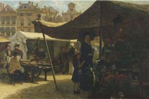 MESKER theo 1853-1894,Buying flowers on the market on a sunny day,1881,Christie's GB 2003-04-29