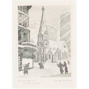MESS George Jo 1898-1962,Christ Church Indianapolis winter scene,Ripley Auctions US 2022-02-19