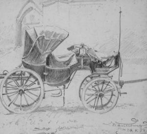 MESSERSCHMITT Pius Ferdinand 1858-1915,Kutsche vor Gebäude,Auktionshaus Quentin DE 2010-04-17