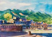 Metcalf William 1947,Early Morning, Taos Pueblo,1983,John Moran Auctioneers US 2017-08-08