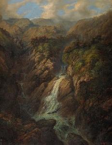 METHFESSEL Adolf 1836-1909,Urwaldlandschaft mit Wasserfall,Fischer CH 2015-11-25