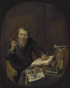 METSU Gabriel 1629-1667,A notary sharpening his pen, in an interior,Christie's GB 2013-12-03