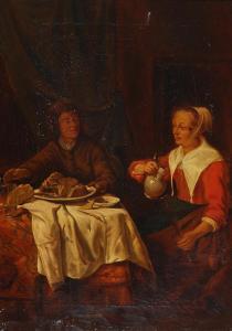 METSU Gabriel 1629-1667,Man en vrouw aan de maaltijd,Bruun Rasmussen DK 2023-09-11