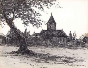 METTENHOVEN Marcel 1891-1979,Eglise de campagne,1970,Blanchet FR 2009-03-13