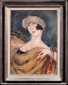 METZANOFF Aris 1900-1900,Portrait de femme au chapeau,Neret-Minet FR 2020-07-21