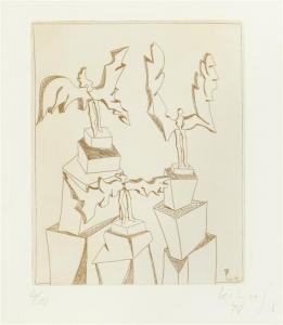 METZLER Kurt Laurenz 1941,Figuren mit Flügeln auf Felsen,Galerie Koller CH 2010-06-22