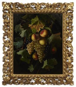 Meucci Michelangelo 1840-1909,A still life with peaches and grapes in a fine car,Bonhams 2014-05-18