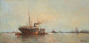 MEULLEMANS H 1800-1900,Le port d'Anvers animé,Horta BE 2018-01-22