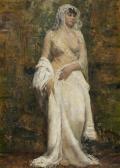 meurisse henri 1860-1900,Portrait de femme en pied au voile transparent,1886,Tajan FR 2009-06-22