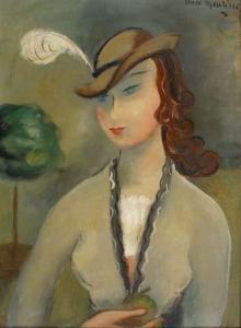 MEURISSE Renée 1946,Femme au chapeau,Aguttes FR 2007-03-15