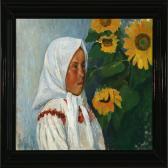 MEURMAN Vladimir 1885,Russian girl atsunflowers,1910,Bruun Rasmussen DK 2010-04-19
