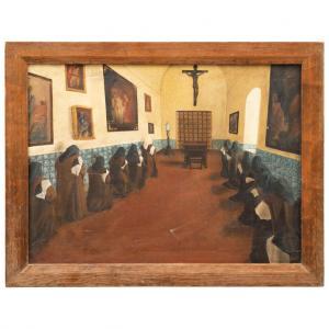 MEXICAN SCHOOL,RELIGIOSAS CAPUCHINAS EN EL CORO,20th century,Morton Subastas MX 2022-09-28
