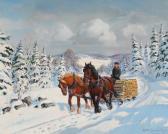 MEYER ANDERSEN Johannes,Winter landscape with a farmer and his horses,Bruun Rasmussen 2022-09-05