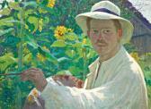 MEYER Antal Megyer 1883-1948,Selfportrait with sunflower,Nagyhazi galeria HU 2015-05-27